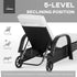 3 Piece Wicker Lounge Chair Set Outdoor Loungers With Armrests Cushion Headrest Side Table Wheel Black